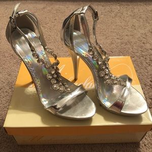 Michaelangelo Silver High Heel Sandal